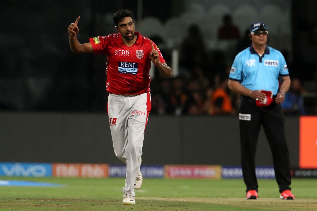 Ravichandran Ashwin picked two wickets in the 12th over, Royal Challengers Bangalore v Kings XI Punjab, IPL 2018, Bengaluru, April 13, 2018 