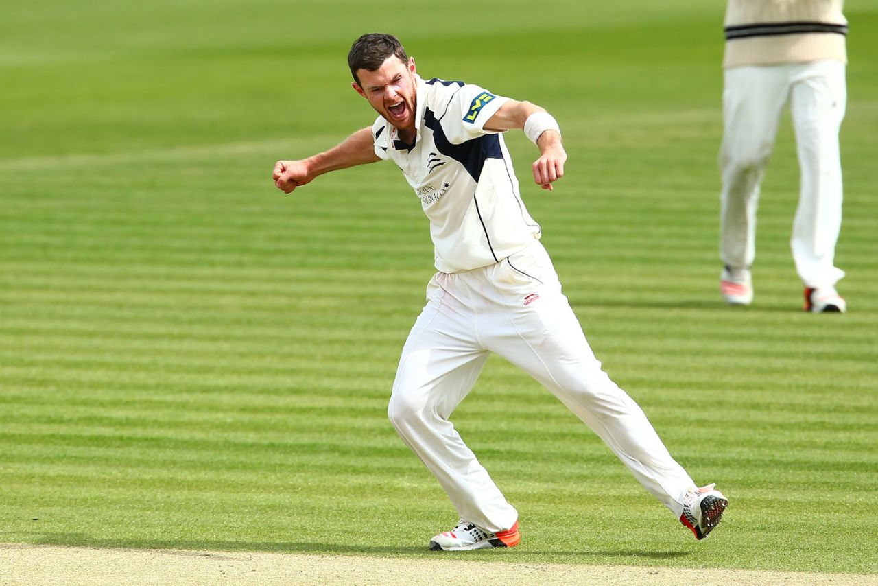 James Harris celebrates a wicket, Middlesex v Durham, Lord's