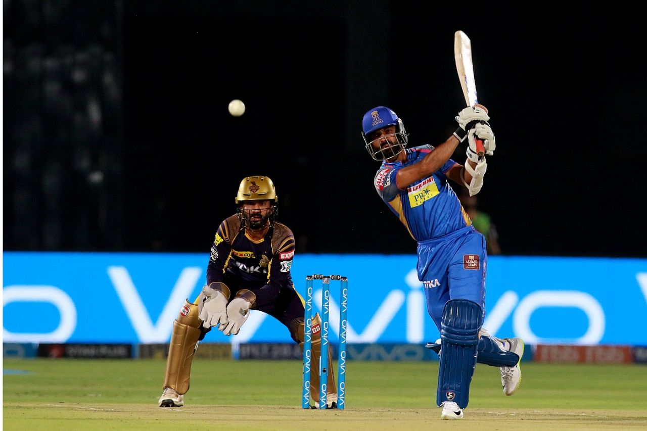 Ajinkya Rahane slammed Sunil Narine for four fours in a row, Rajasthan Royals v Kolkata Knight Riders, IPL 2018, Jaipur, April 18, 2018