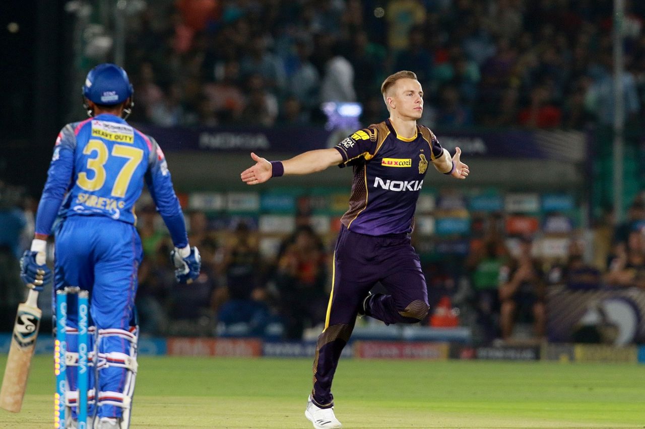 Tom Curran picked two wickets in the 19th over, Rajasthan Royals v Kolkata Knight Riders, IPL 2018, Jaipur, April 18, 2018