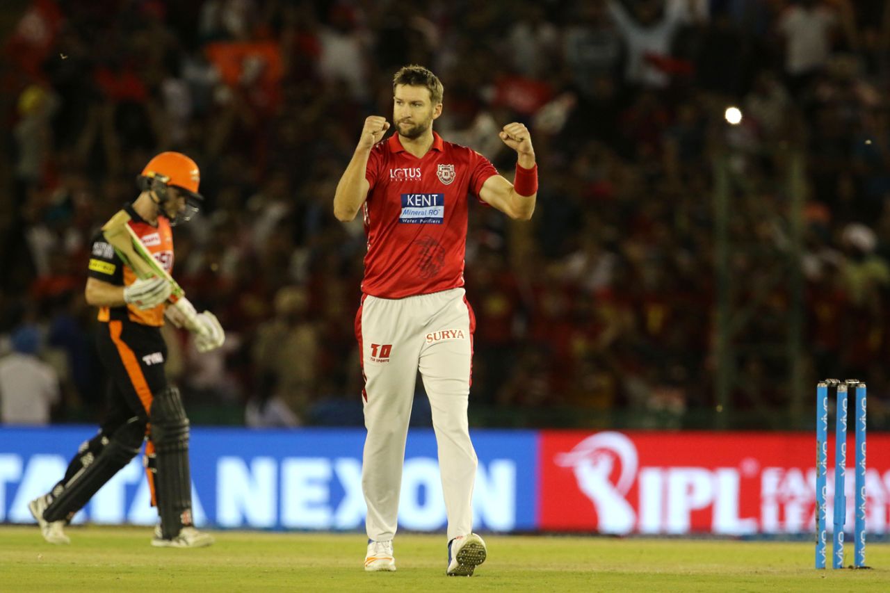 Andrew Tye made deft use of the knuckle ball to pick up wickets, Kings XI Punjab v Sunrisers Hyderabad, IPL 2018, Mohali, April 19, 2018