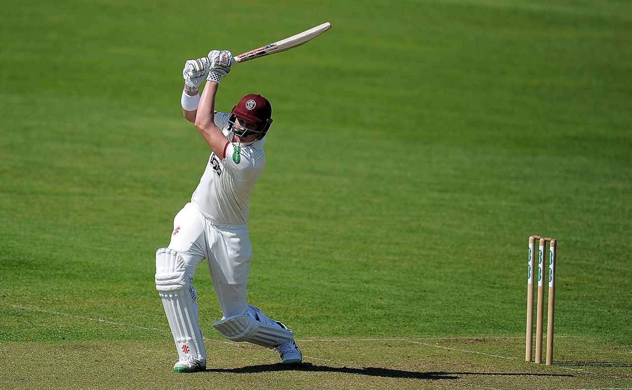 Matt Renshaw drives powerfully, Somerset v Worcestershire, Specsavers Championship, Division One, Taunton, 1st day, April 20, 2018
