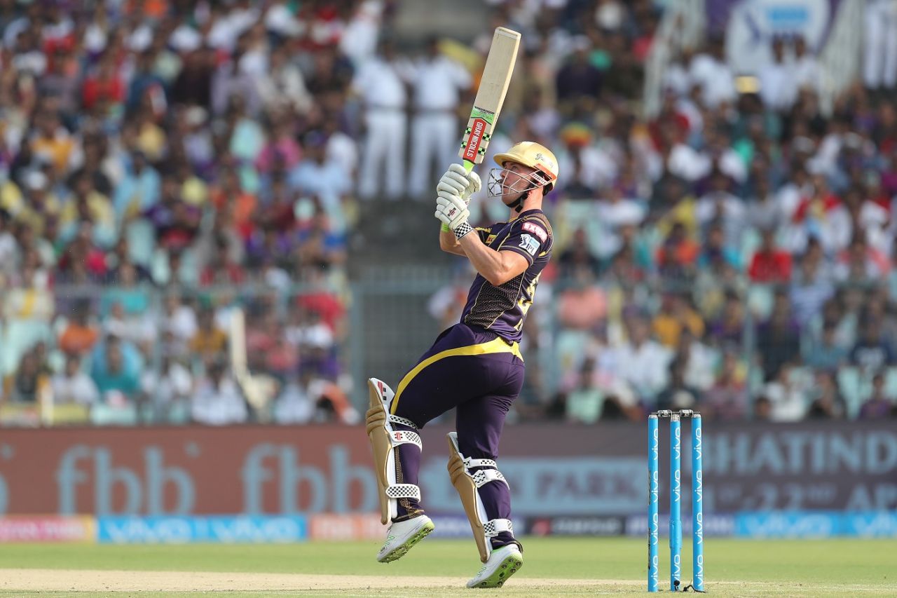 Chris Lynn pulls one over backward square leg, Kolkata Knight Riders v Kings XI Punjab, IPL 2018, Kolkata, April 21, 2018
