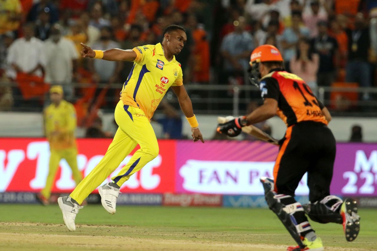 Dwayne Bravo bowled a flurry of yorkers in the death overs, Sunrisers Hyderabad v Chennai Super Kings, IPL 2018, Hyderabad, April 22, 2018