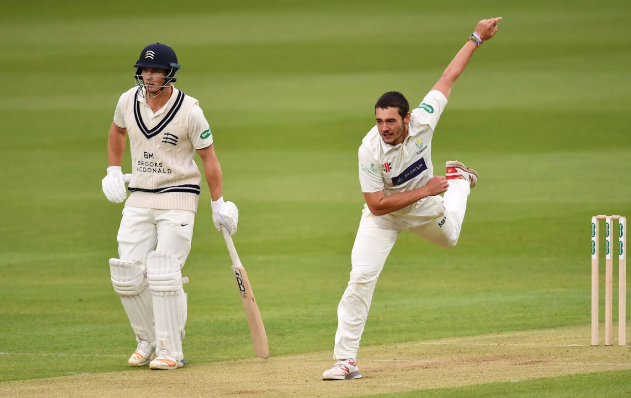 Lukas Carey in action, Middlesex vs Glamorgan, Specsavers Championship Division Two, Lord's, April 27, 2018
