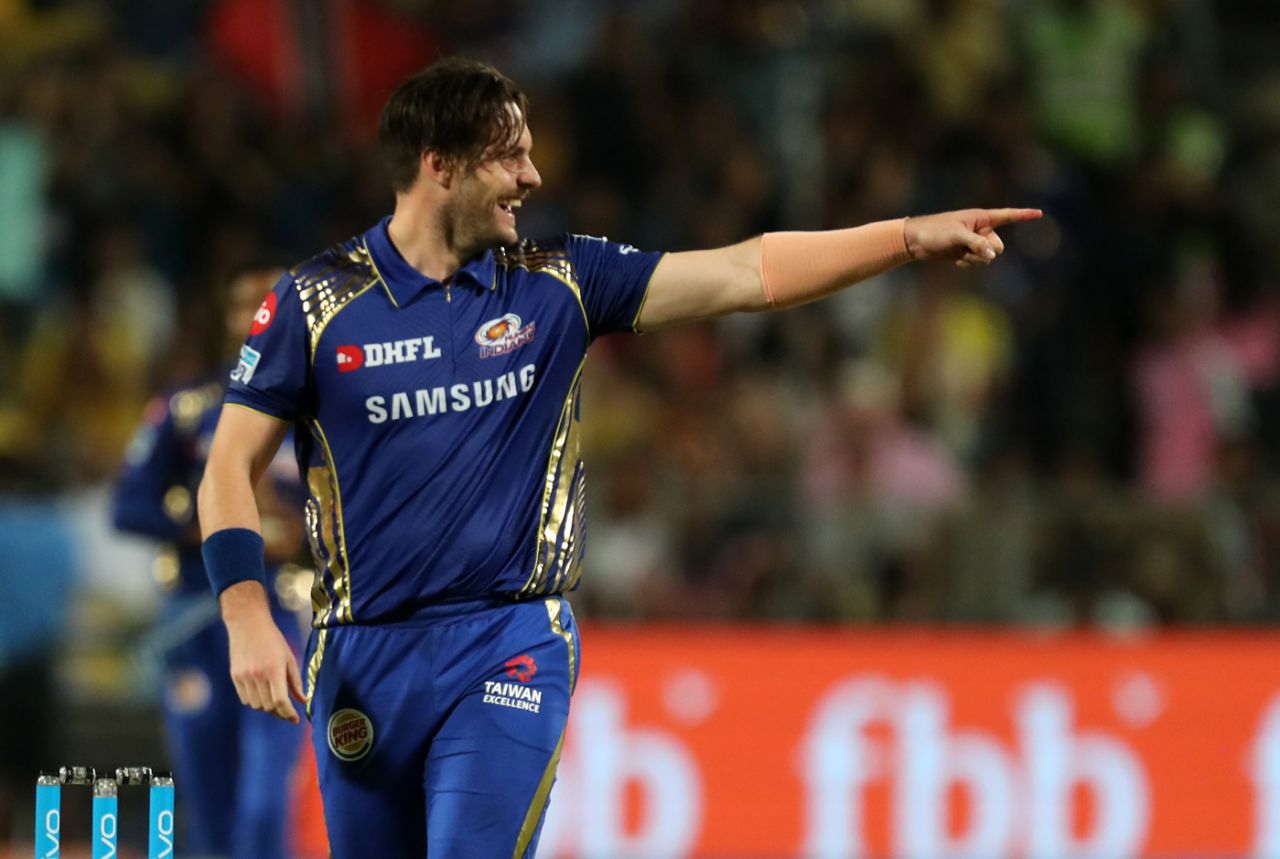 Mitchell McClenaghan is stoked upon picking up a wicket, Chennai Super Kings v Mumbai Indians, IPL 2018, Pune, April 28, 2018