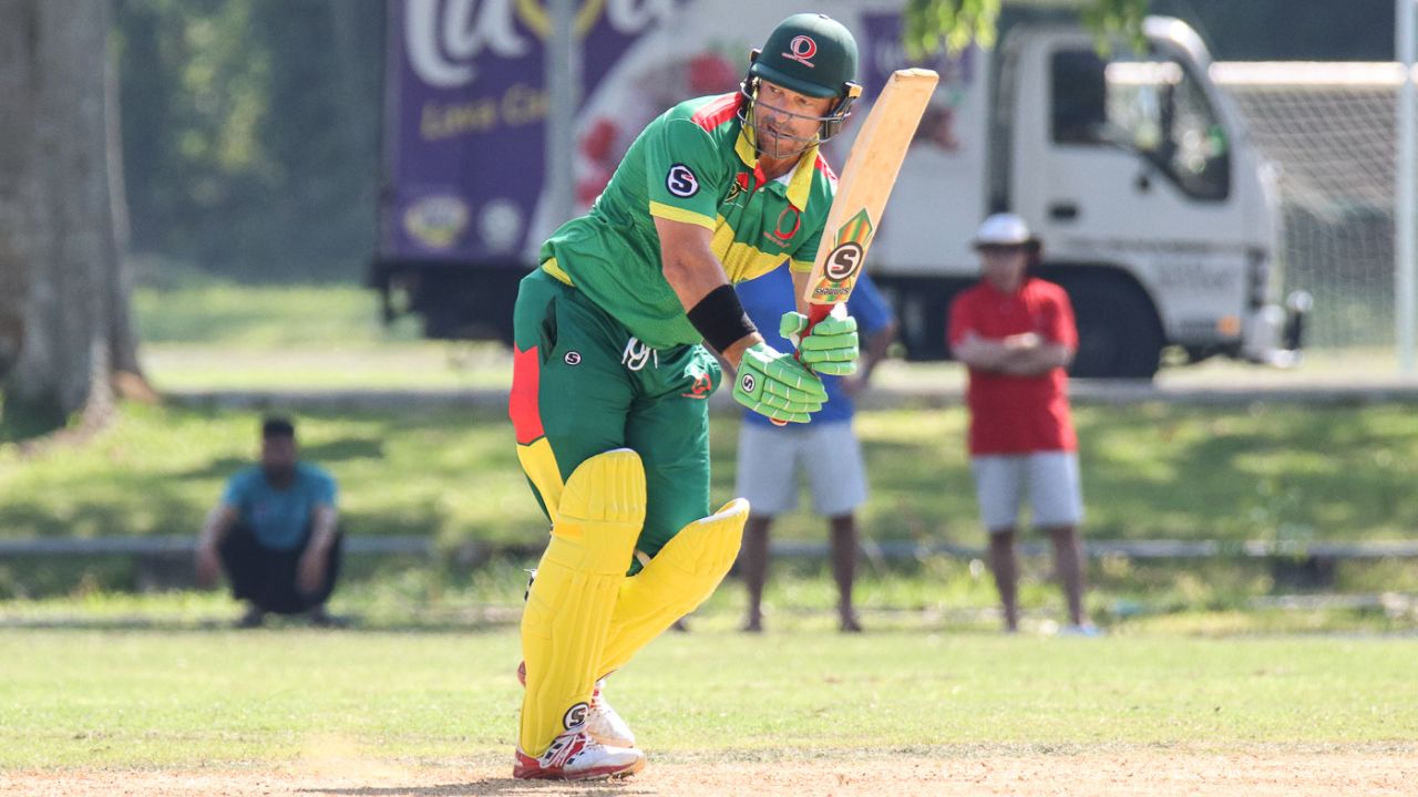 Shane Deitz flicks off his pads for runs through the leg side, Jersey v Vanuatu, ICC World Cricket League Division Four, Bangi, April 29, 2018