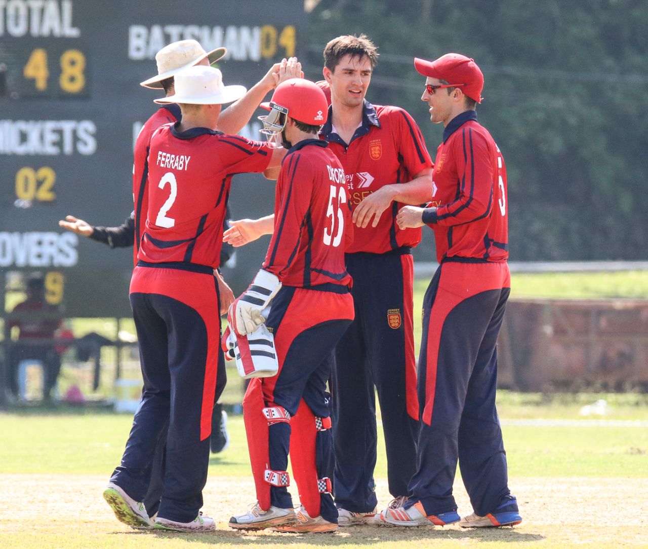 Ben Stevens was at the center of the action after taking another bag full of wickets for Jersey, Jersey v Vanuatu, ICC World Cricket League Division Four, Bangi, April 29, 2018