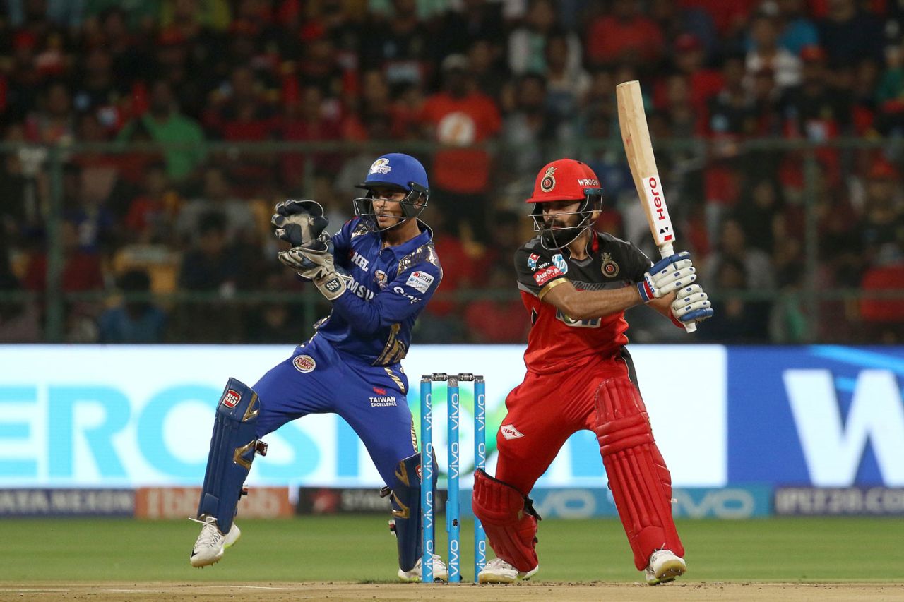 Manan Vohra punches into the off side, Royal Challengers Bangalore v Mumbai Indians, IPL 2018, May 1, 2018