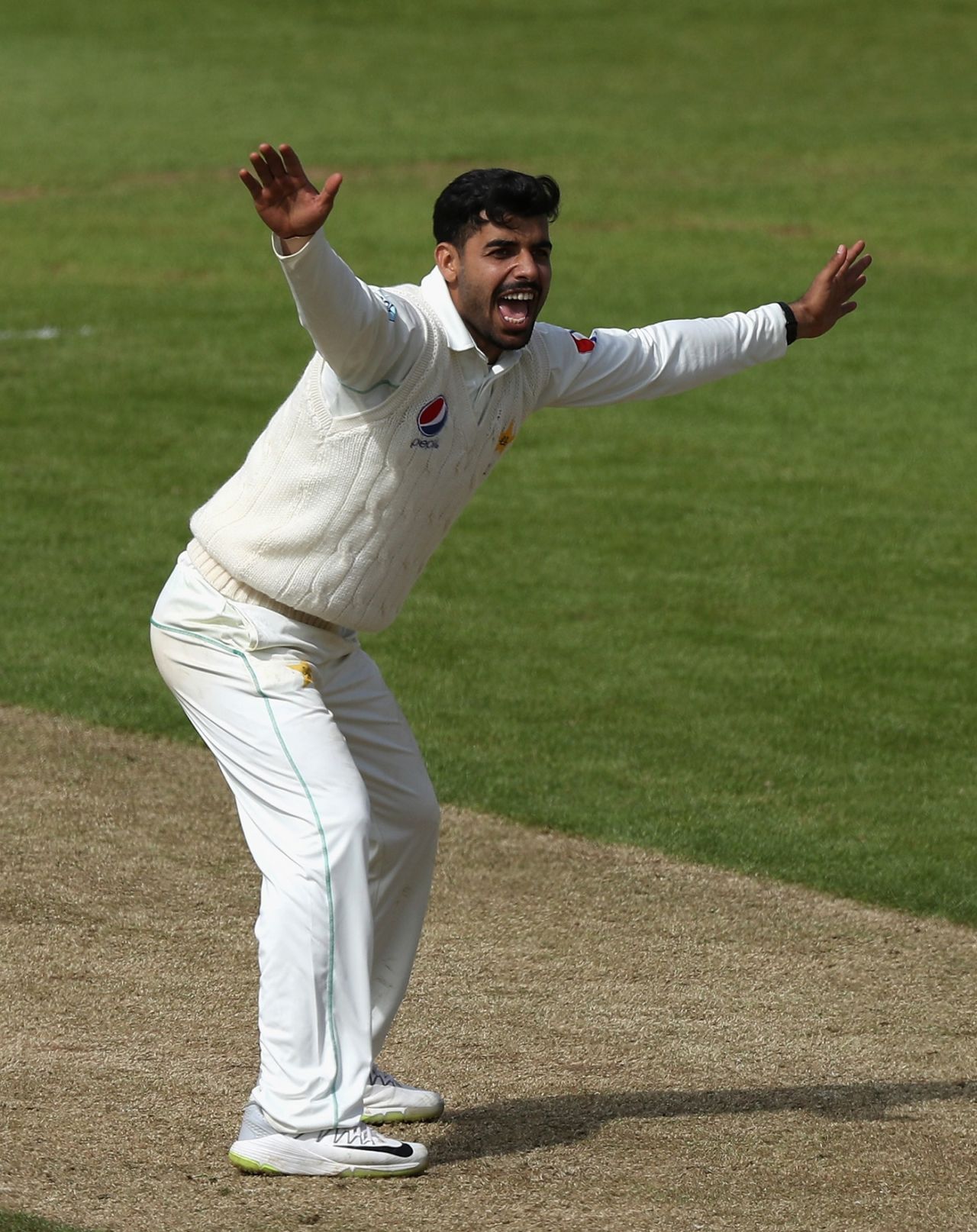 Shadab Khan successfully appeals for Richard Levi's wicket, Northamptonshire v Pakistan, tour game, 1st day, March 4, 2018