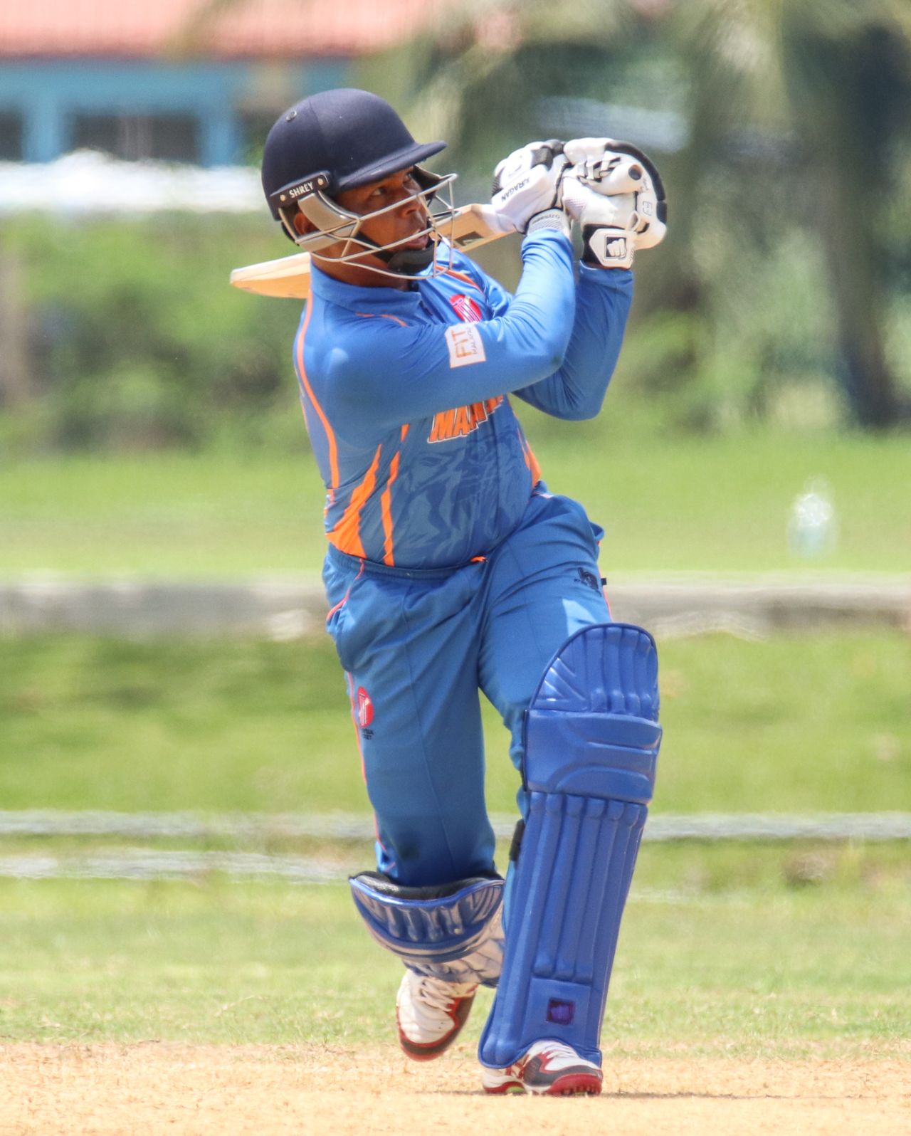 Ahmed Faiz looks on after connecting with a clean strike over midwicket, Malaysia v Denmark, ICC World Cricket League Division Four, Bangi, May 2, 2018