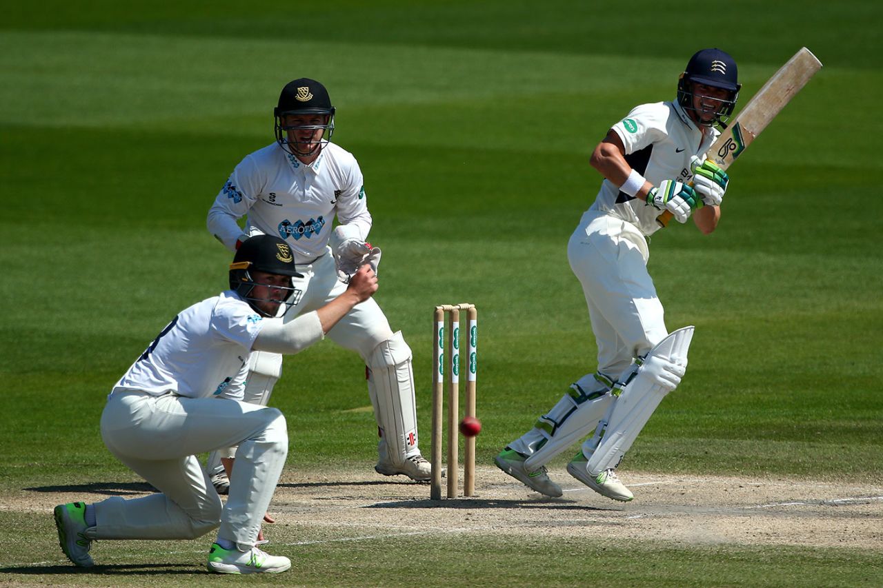 Nick Gubbins works the ball away, Sussex v Middlesex, Specsavers Championship, Division Two, Hove, May 6, 2018