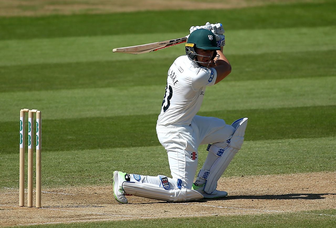 Joe Clarke drives, Surrey v Worcestershire, Specsavers Championship, Division One, Kia Oval, May 6, 2018