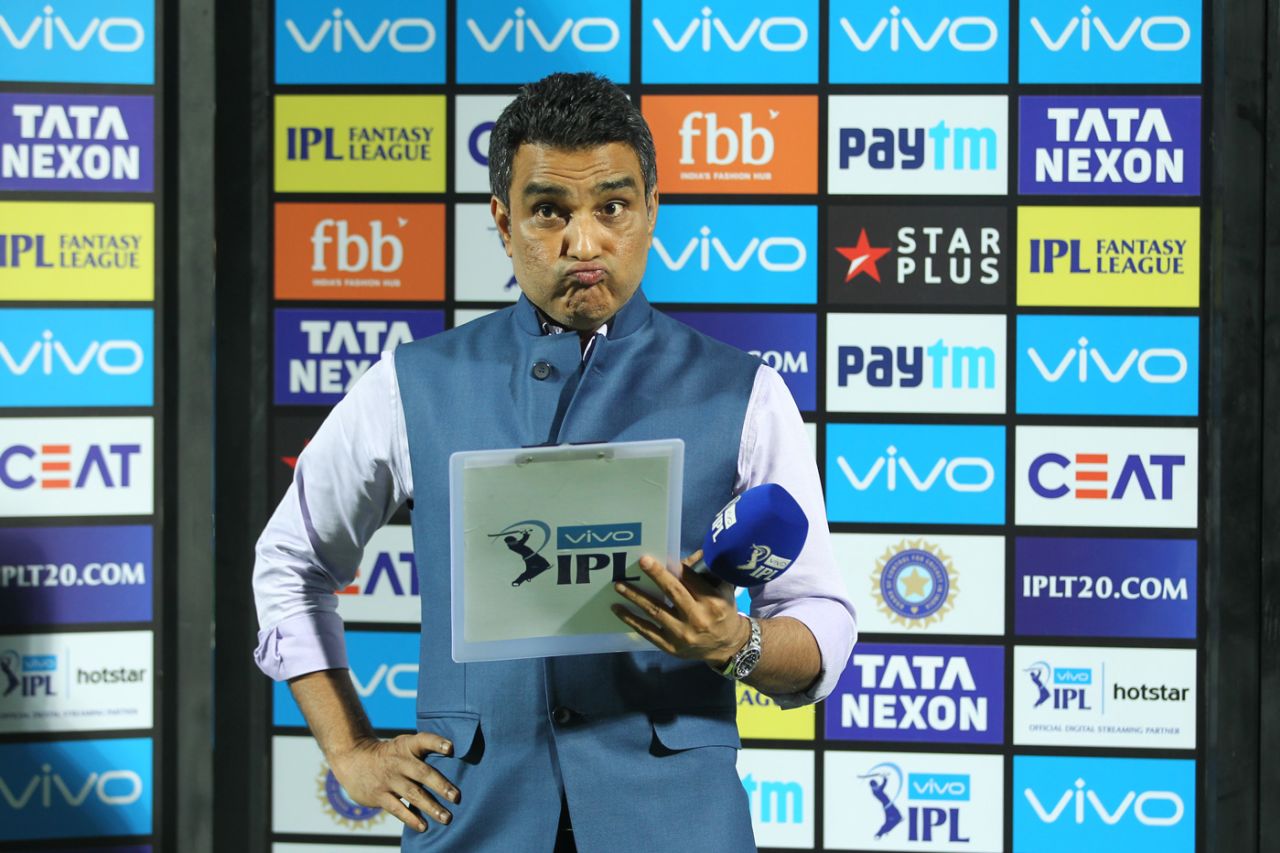 Sanjay Manjrekar at the post-match presentation, Rajasthan Royals v Kings XI Punjab, IPL 2018, Jaipur, May 8, 2018