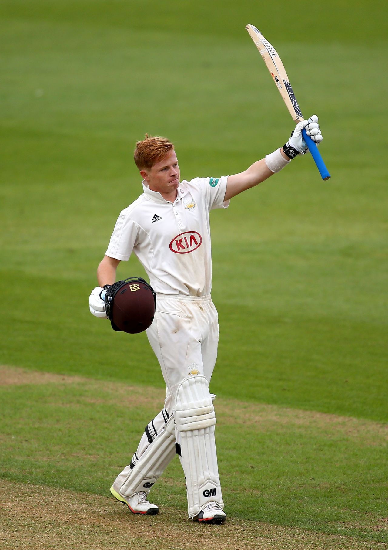 Ollie Pope acknowledges another hundred, Yorkshire v Surrey, Specsavers Championship, Division One, Kia Oval, May 11, 2018
