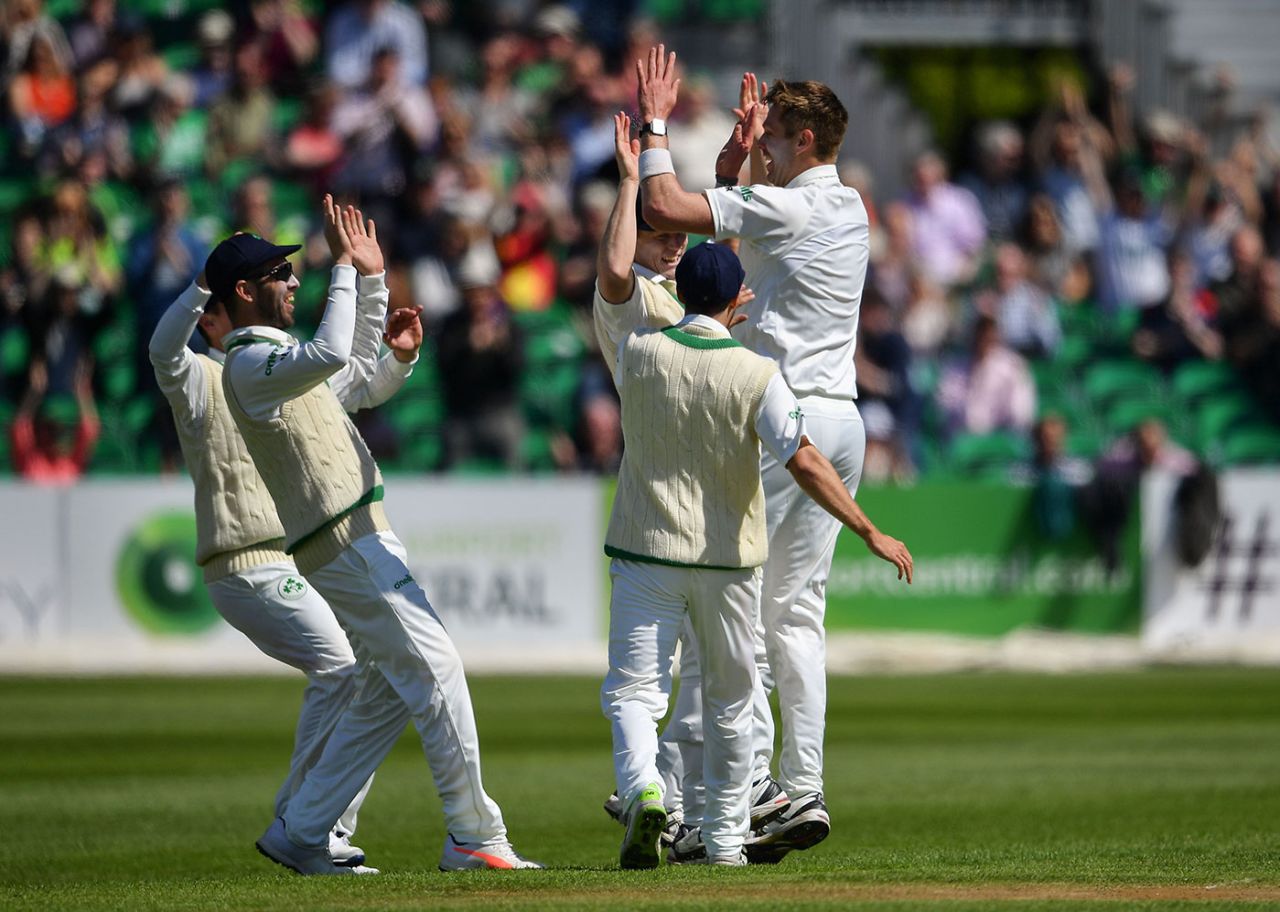 Boyd Rankin claimed the first wicket, Ireland v Pakistan, Only Test, Malahide, 2nd day, May 12, 2018