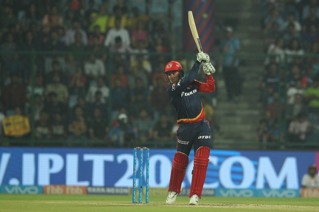 Jason Roy smacks a boundary through the infield, Delhi Daredevils v Royal Challengers Bangalore, IPL 2018, Delhi, May 12, 2018