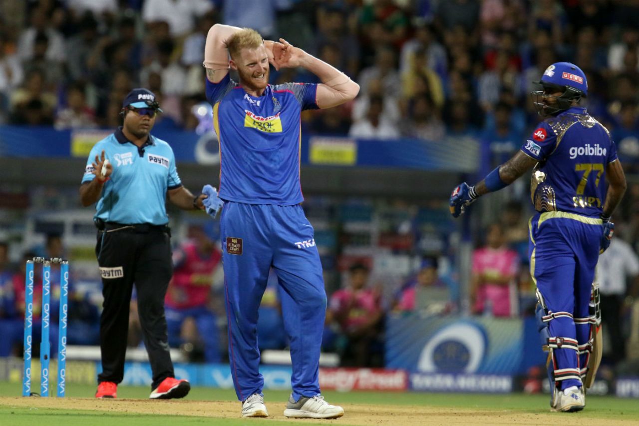 Ben Stokes lets out a cry of anguish at a misfield, Mumbai Indians v Rajasthan Royals, IPL, Mumbai, May 13, 2018