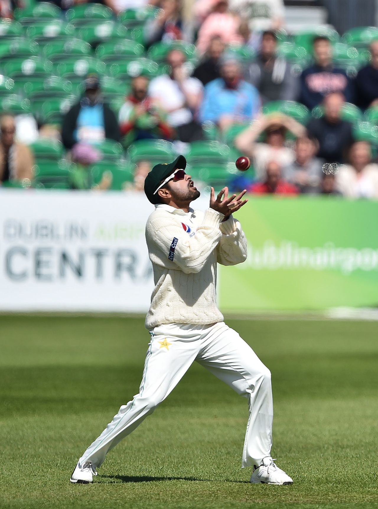 Babar Azam settles under the catch to remove Paul Stirling, Ireland v Pakistan, Only Test, Malahide, 3rd day, May 13, 2018