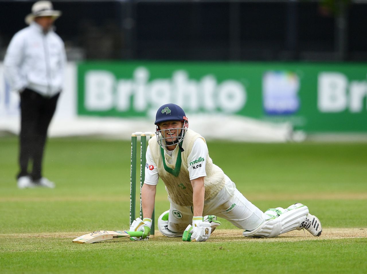 Niall O'Brien was almost run out for a pair, Ireland v Pakistan, Only Test, Malahide, 4th day, May 14, 2018