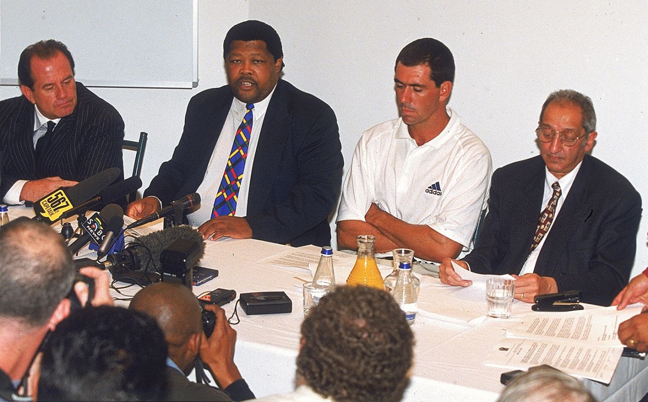 Hansie Cronje at a press conference in Cape Town, April 11, 2000