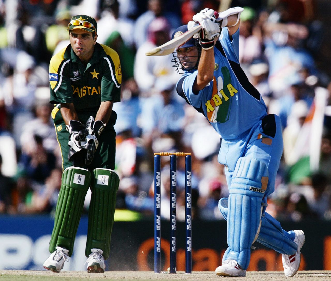 Sachin Tendulkar drives, India v Pakistan, Centurion, World Cup, March, 1 2003