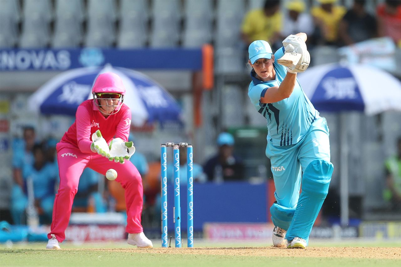 Sophie Devine plays a picture-perfect drive, Supernovas v Trailblazers, Women's T20 Challenge, Mumbai, May 22, 2018