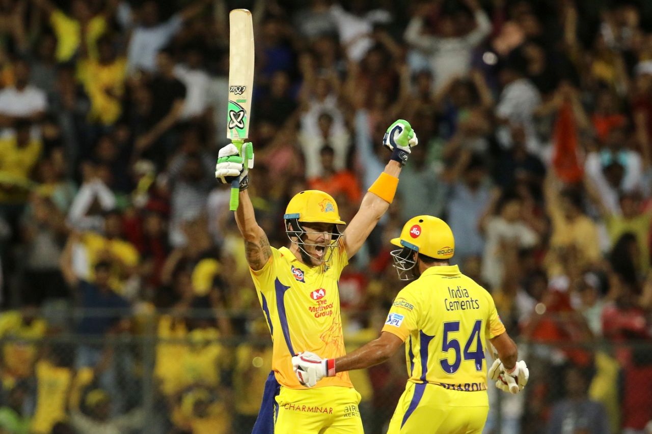 Faf du Plessis' 42-ball 67 guided CSK to a two-wicket win, Sunrisers Hyderabad v Chennai Super Kings, IPL 2018, Mumbai, May 22, 2018