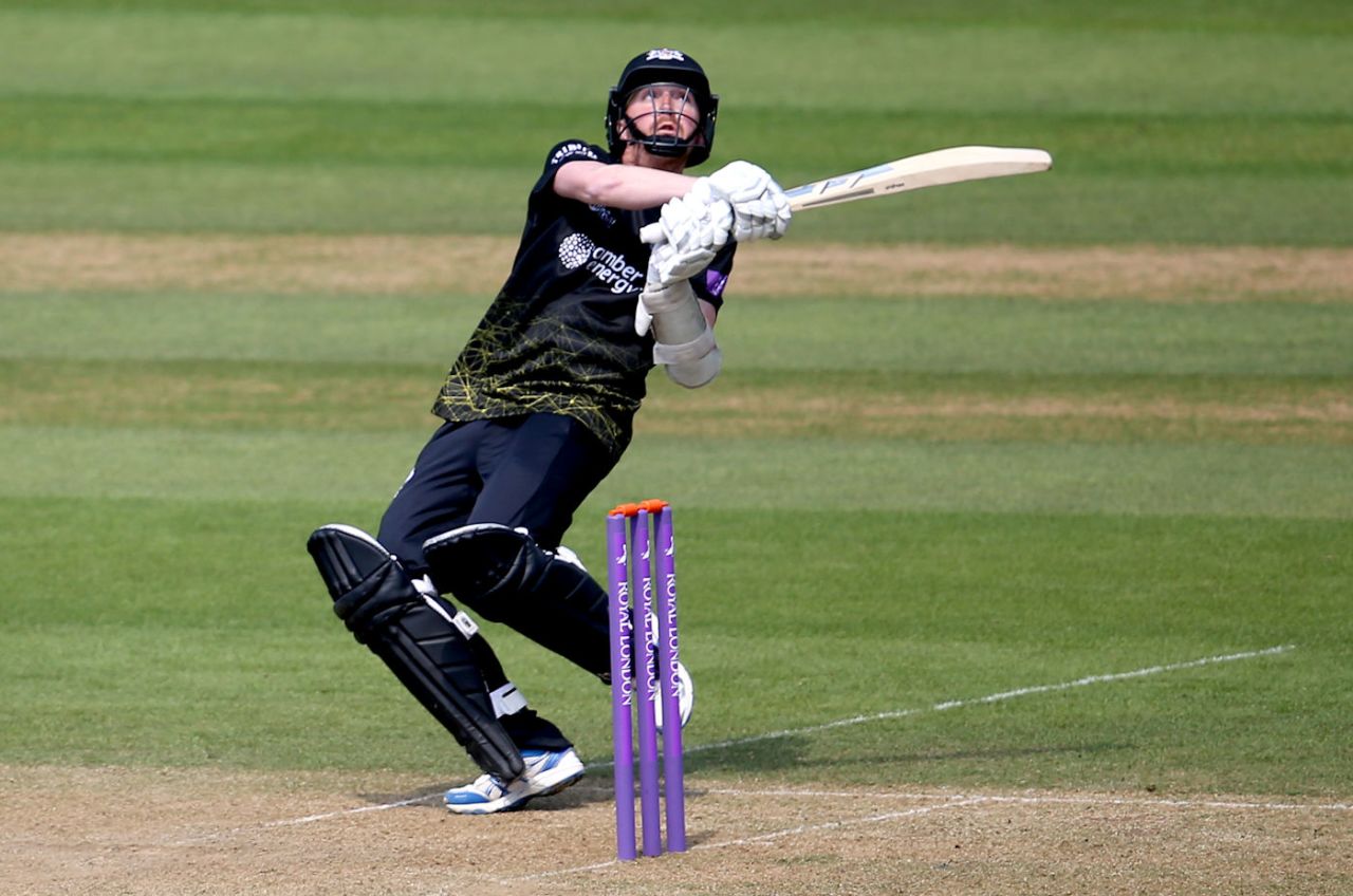 Tom Smith gets underneath a pull, Surrey v Gloucestershire, Royal London Cup, Kia Oval, May 23, 2018