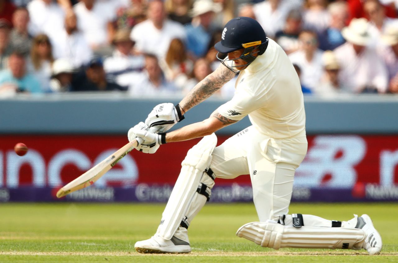 Ben Stokes heaves over the leg side, England v Pakistan, 1st Test, Lord's, 1st day, May 24, 2018