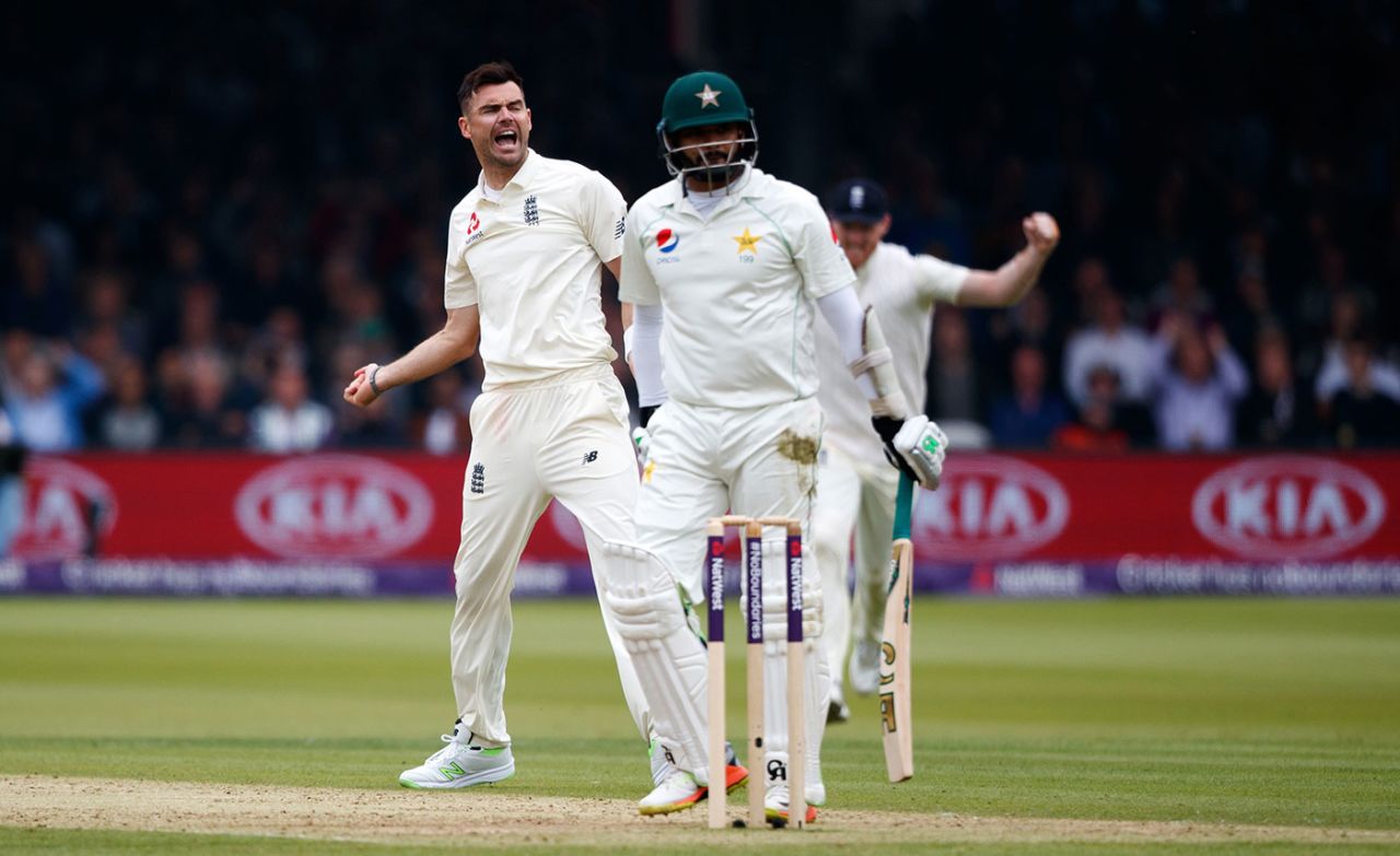 James Anderson removed Azhar Ali lbw, England v Pakistan, 1st Test, Lord's, 2nd day, May 25, 2018