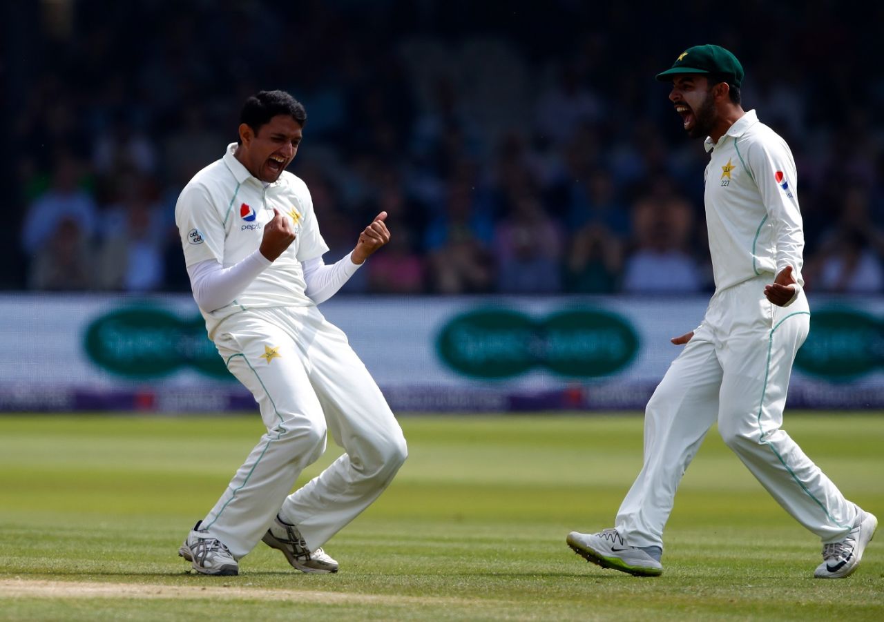 Mohammad Abbas is ecstatic after picking up a wicket, England v Pakistan, 1st Test, Lord's 4th day, May 27, 2018