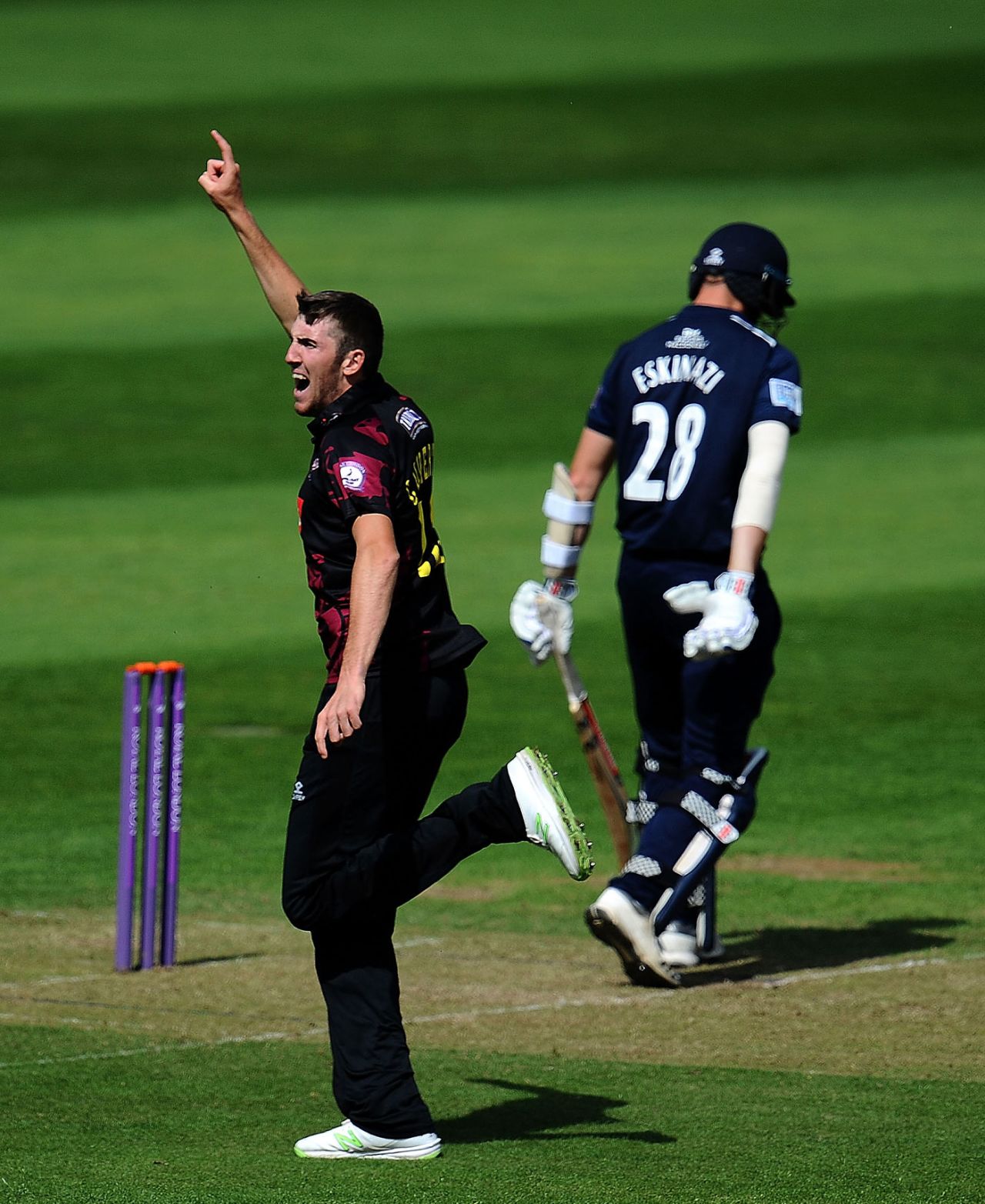 Craig Overton removed Steve Eskinazi, Somerset v Middlesex, RL Cup, South Group, Taunton, May 27, 2018