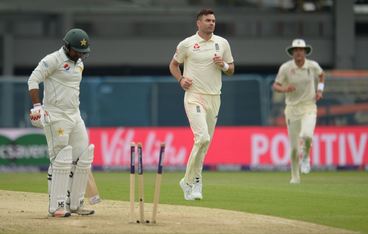Sarfraz Ahmed had his stumps rattled by James Anderson, England v Pakistan, 2nd Test, Headingley, June 1, 2018