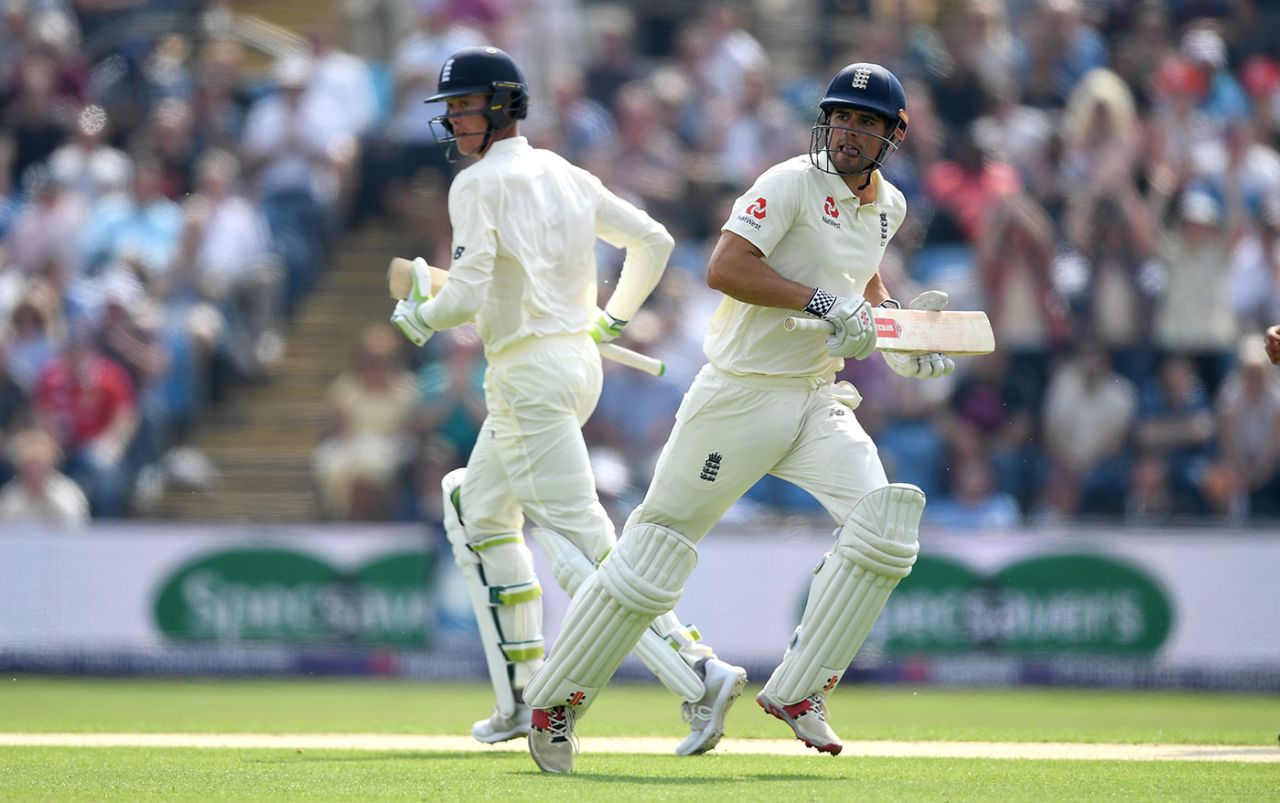 Alastair Cook and Keaton Jennings run between the wickets, England v Pakistan, 2nd Test, Headingley, June 1, 2018