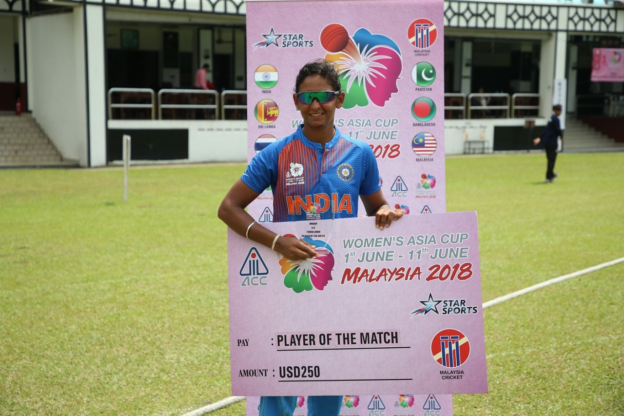 Harmanpreet Kaur was named the Player of the Match, India v Thailand, Women's T20 Asia Cup 2018, June 4, 2018, Kuala Lumpur