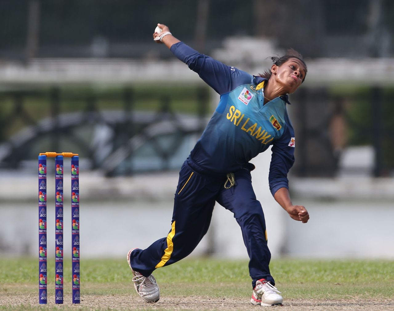 Nilakshi de Silva hits her delivery stride, Malaysia v Sri Lanka, Women's T20 Asia Cup 2018, June 4, 2018, Kuala Lumpur