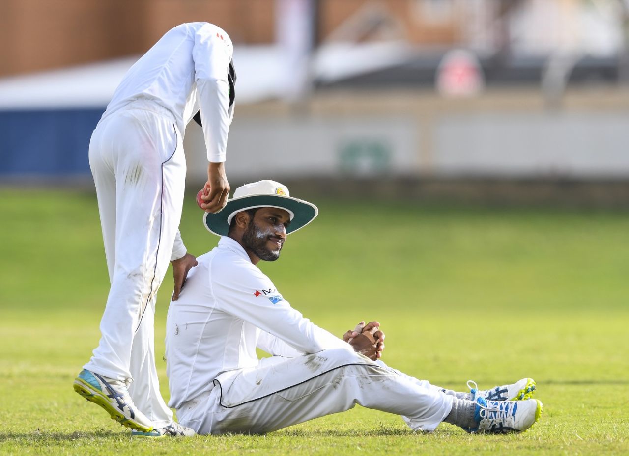 Roshen Silva put down Jason Holder, West Indies v Sri Lanka, 1st Test, Day 1, Port of Spain, June 6, 2018