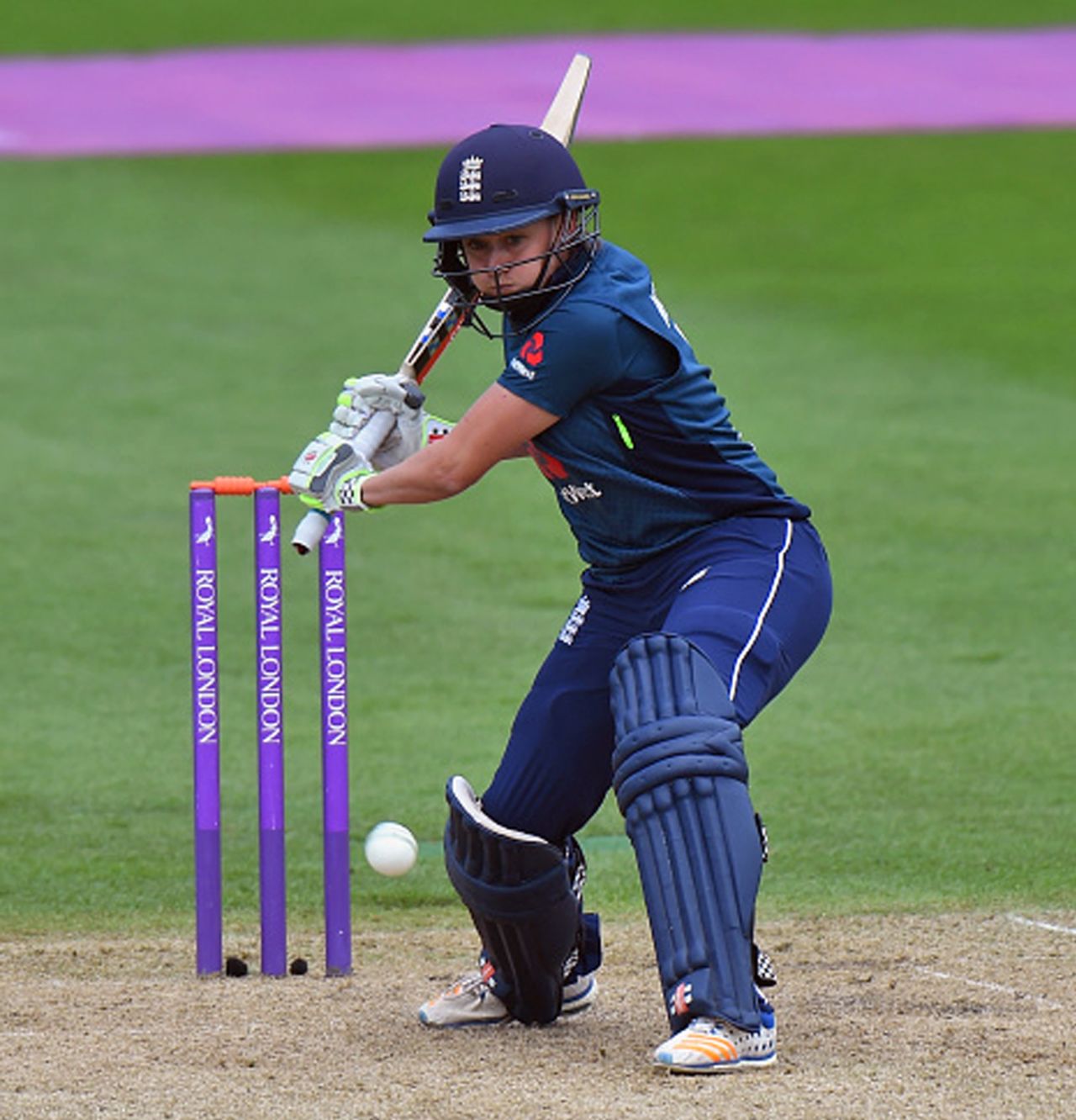 Laura Marsh shapes to play the ball, England v South Africa, 1st women's ODI, Worcester