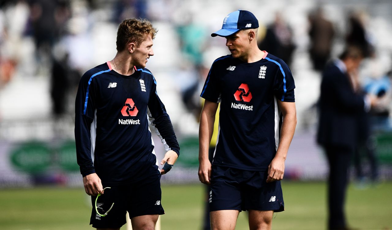 Dom Bess and Sam Curran chat before the start of the match, England v Pakistan, 2nd Test, Headingley, June 1, 2018