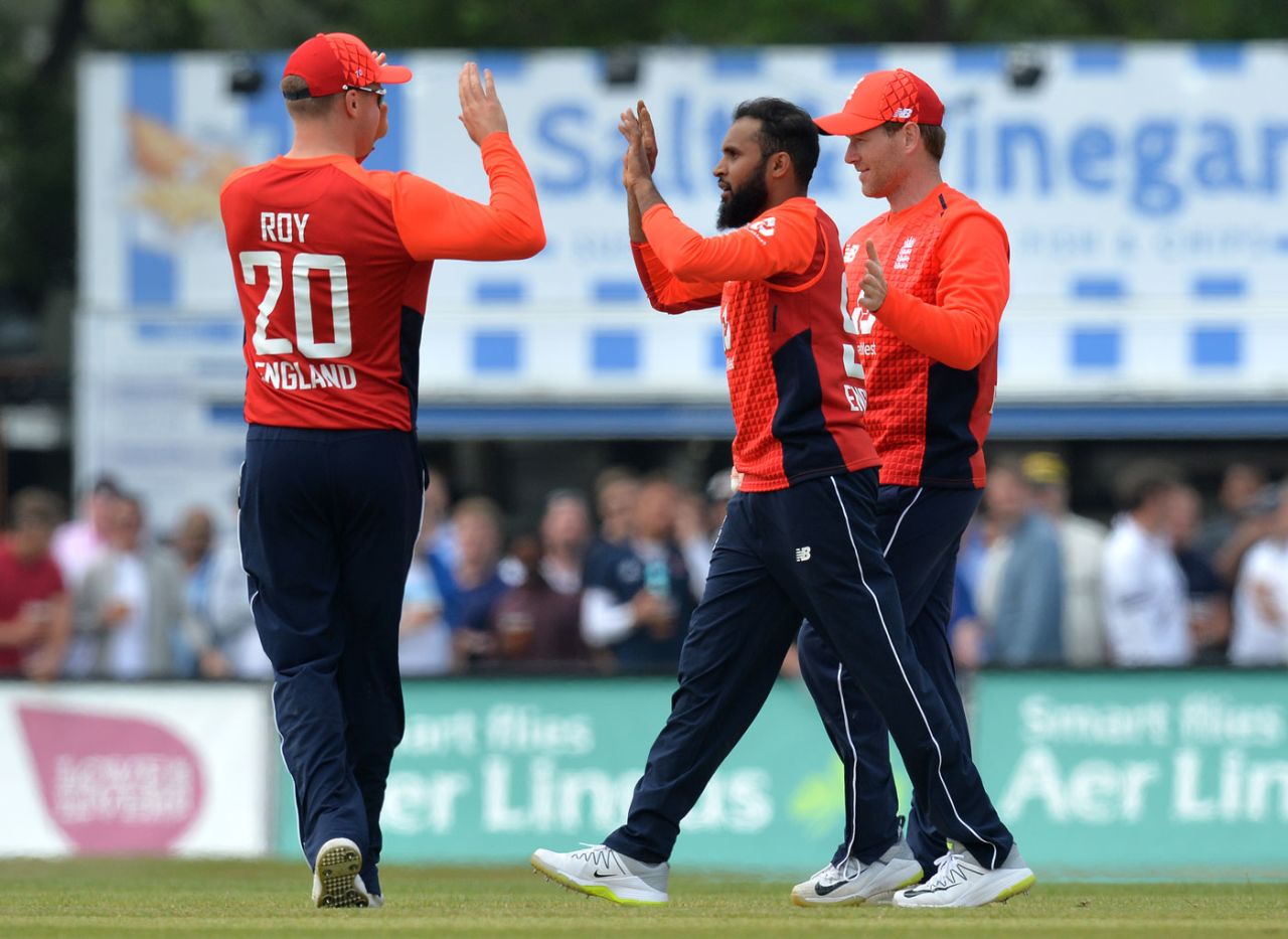 Adil Rashid made the breakthrough in his second over, Scotland v England, Only ODI, Edinburgh, June 10, 2018