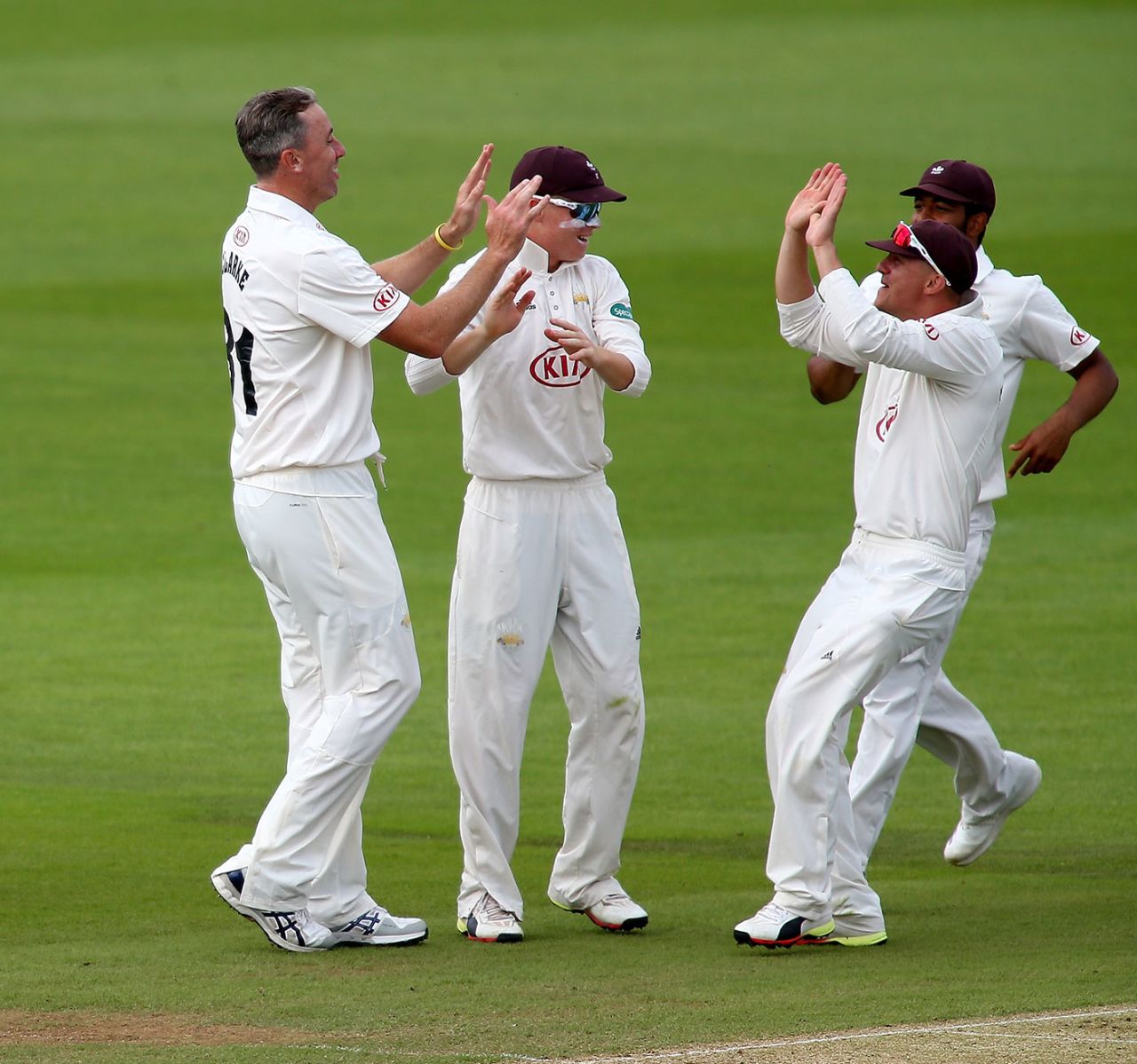 Rikki Clarke (left) ran through Hampshire with five wickets, Hampshire v Surrey, Specsavers Championship, Division One, Ageas Bowl, June 10, 2018