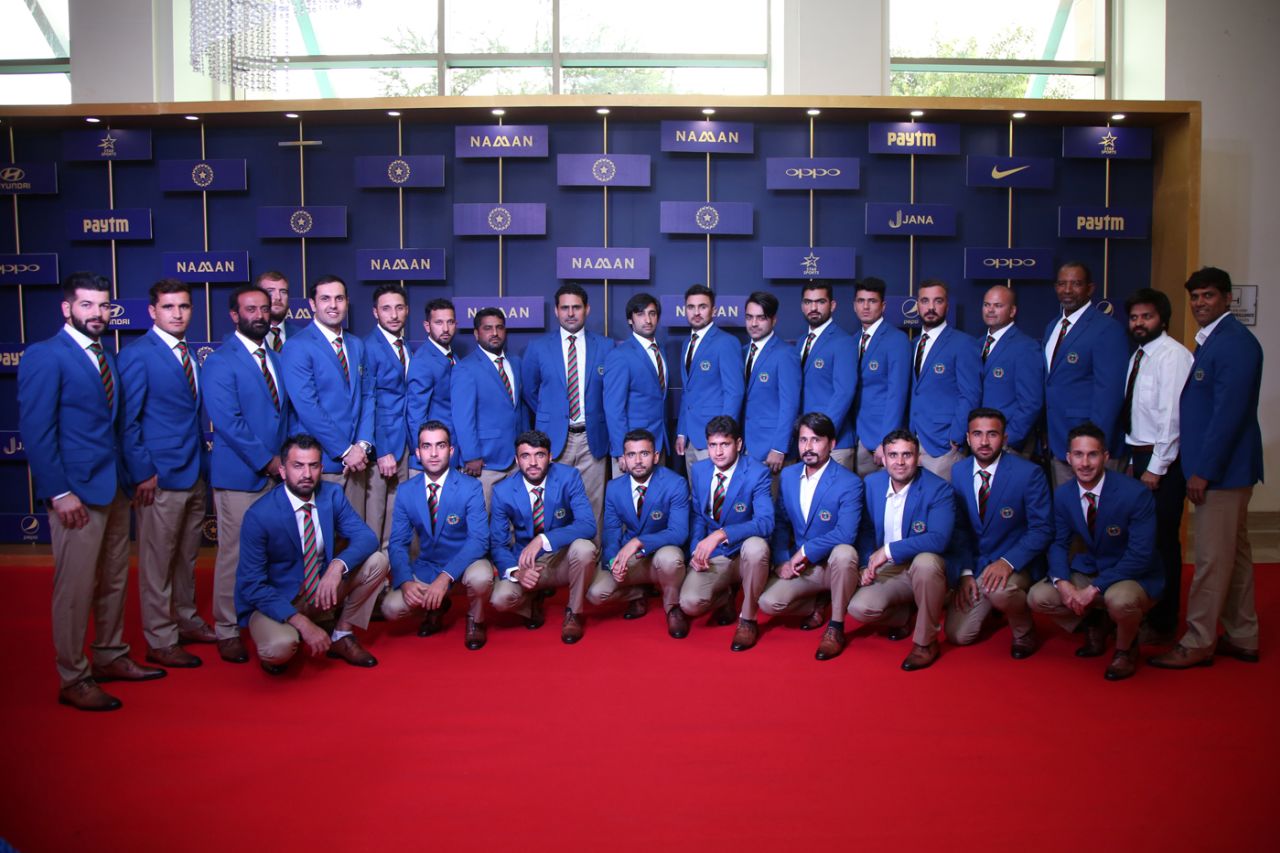 Afghanistan's players attend the BCCI awards ceremony, two days before their historic maiden Test in Bengaluru, Bengaluru, June 12, 2018