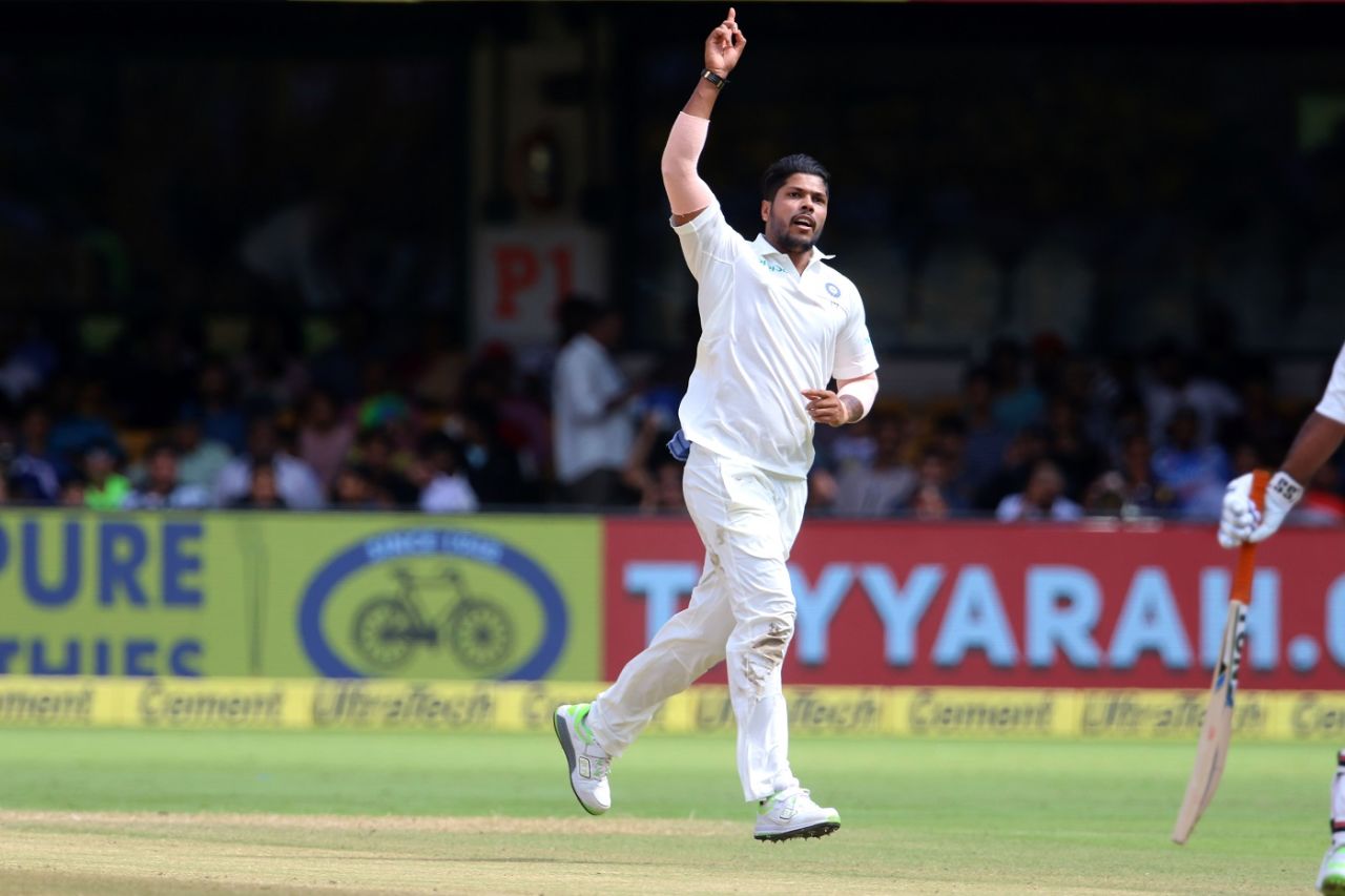 Umesh Yadav ripped through Afghanistan after they were asked to follow on, India v Afghanistan, only Test, Bengaluru, 2nd day, June 15, 2018
