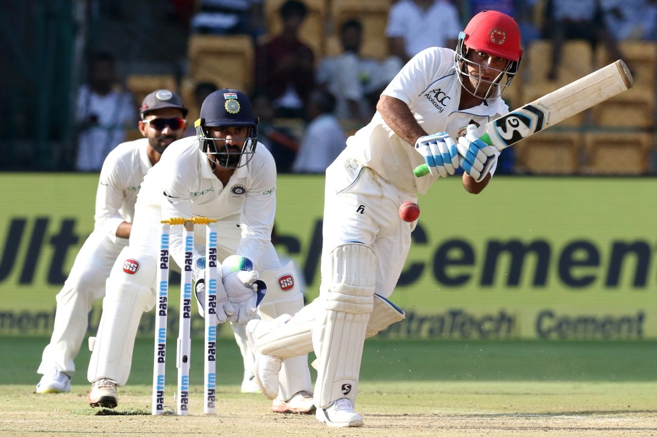 Hashmatullah Shahidi showed great heart during his resistance lower down the order, India v Afghanistan, Only Test, Bengaluru, 2nd day, June 15, 2018