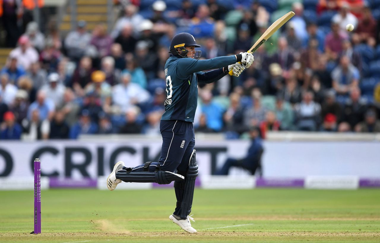 Jason Roy swings across the line, England v Australia, 2nd ODI, Cardiff, June 16, 2018