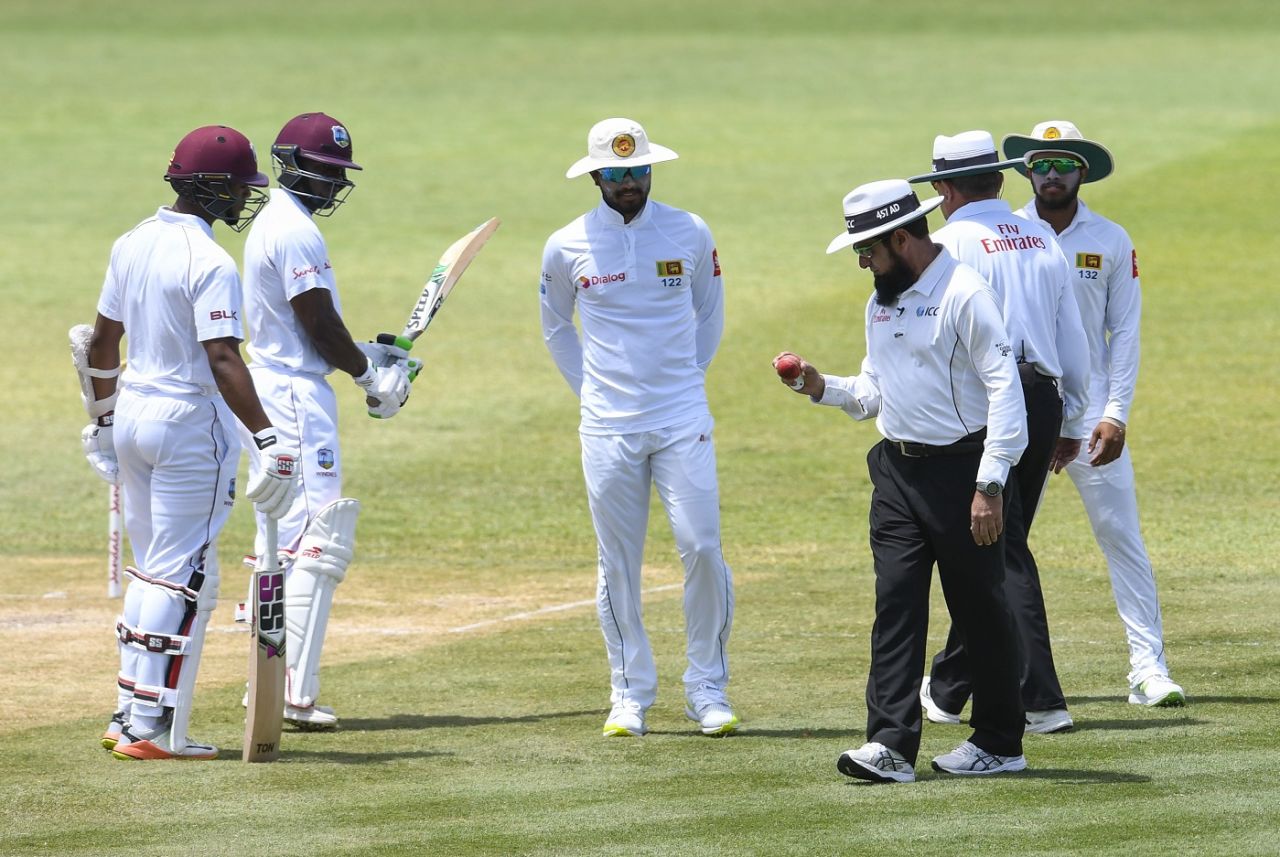 Loads of people were interested in the state of the ball, West Indies v Sri Lanka, 2nd Test, Gros Islet, 3rd day, June 16, 2018