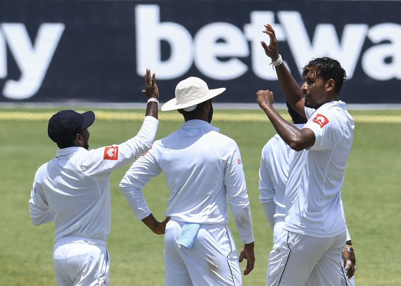 Suranga Lakmal provided Sri Lanka with their opening breakthrough on the third day, West Indies v Sri Lanka, 2nd Test, Gros Islet, 3rd day, June 16, 2018
