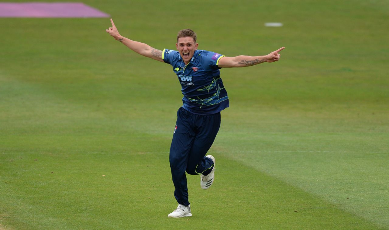 Harry Podmore claimed the key wicket of Callum Ferguson, Worcestershire v Kent, Royal London Cup, Semi-final, New Road, June 17, 2018