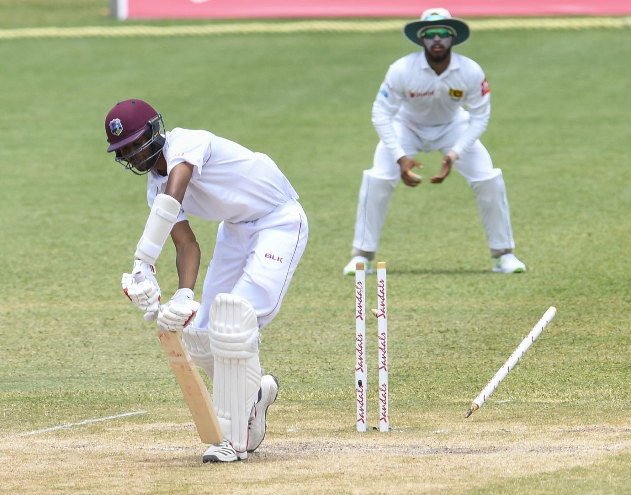 Roston Chase loses his stumps to Suranga Lakmal, West Indies v Sri Lanka, 2nd Test, St Lucia, 5th day, June 18, 2018